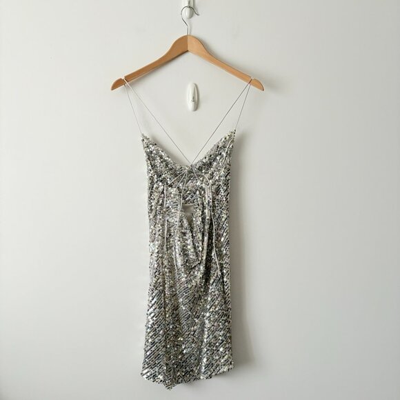 Zara Multicolor Sequin Cowl Back Mini Dress NWT Size Small - Picture 7 of 9